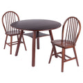 Marbelle 3Pc Drop Leaf Dining Table with 2 Windsor Chairs, Walnut