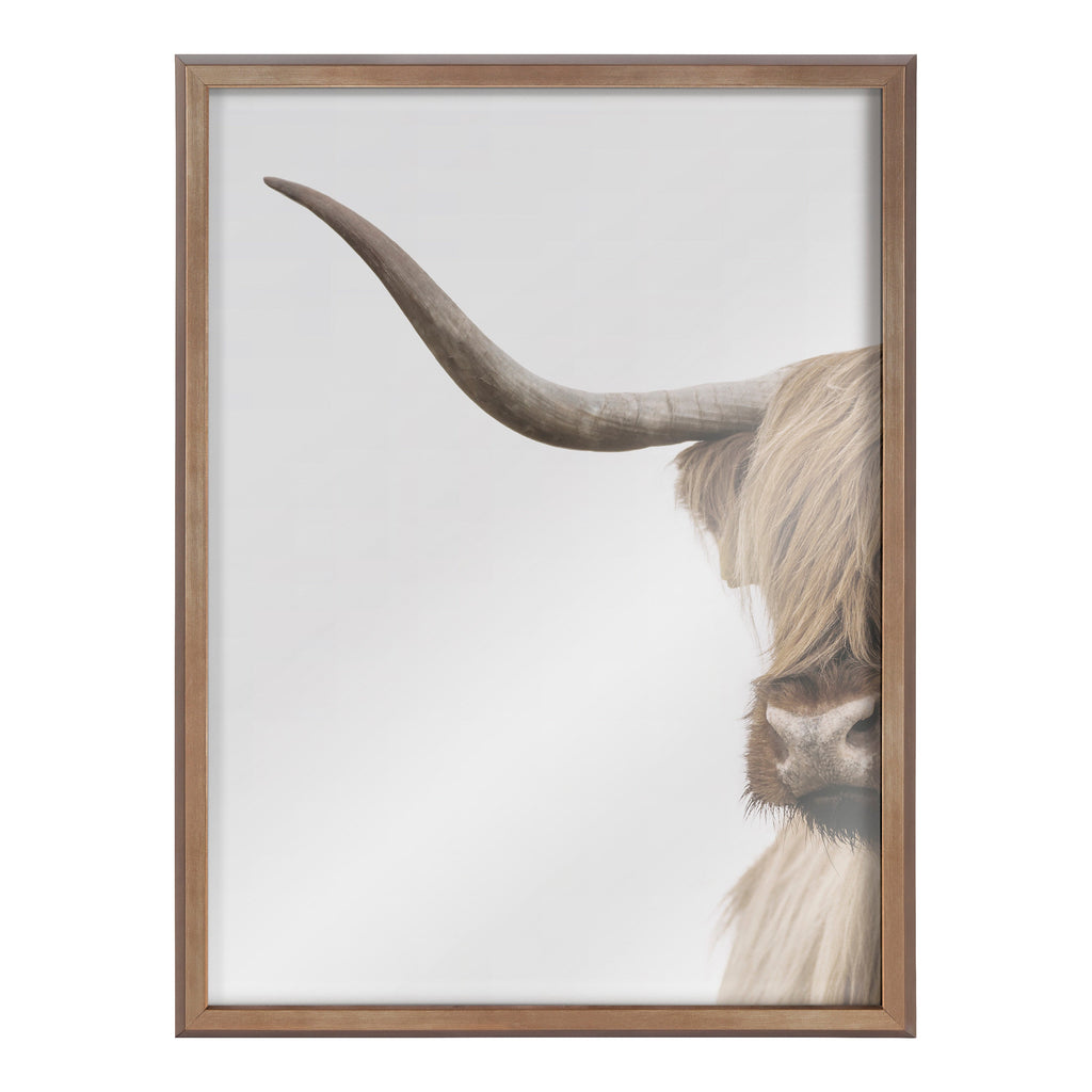 Blake Highland Cow Portrait Close Crop Vertical Framed Printed Glass by The Creative Bunch Studio