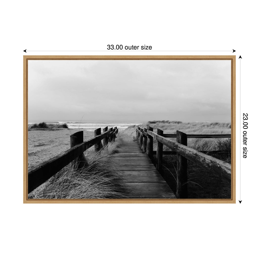 Sylvie Coastal Beach Boardwalk Black and White Framed Canvas by Patricia Hasz
