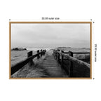 Sylvie Coastal Beach Boardwalk Black and White Framed Canvas by Patricia Hasz