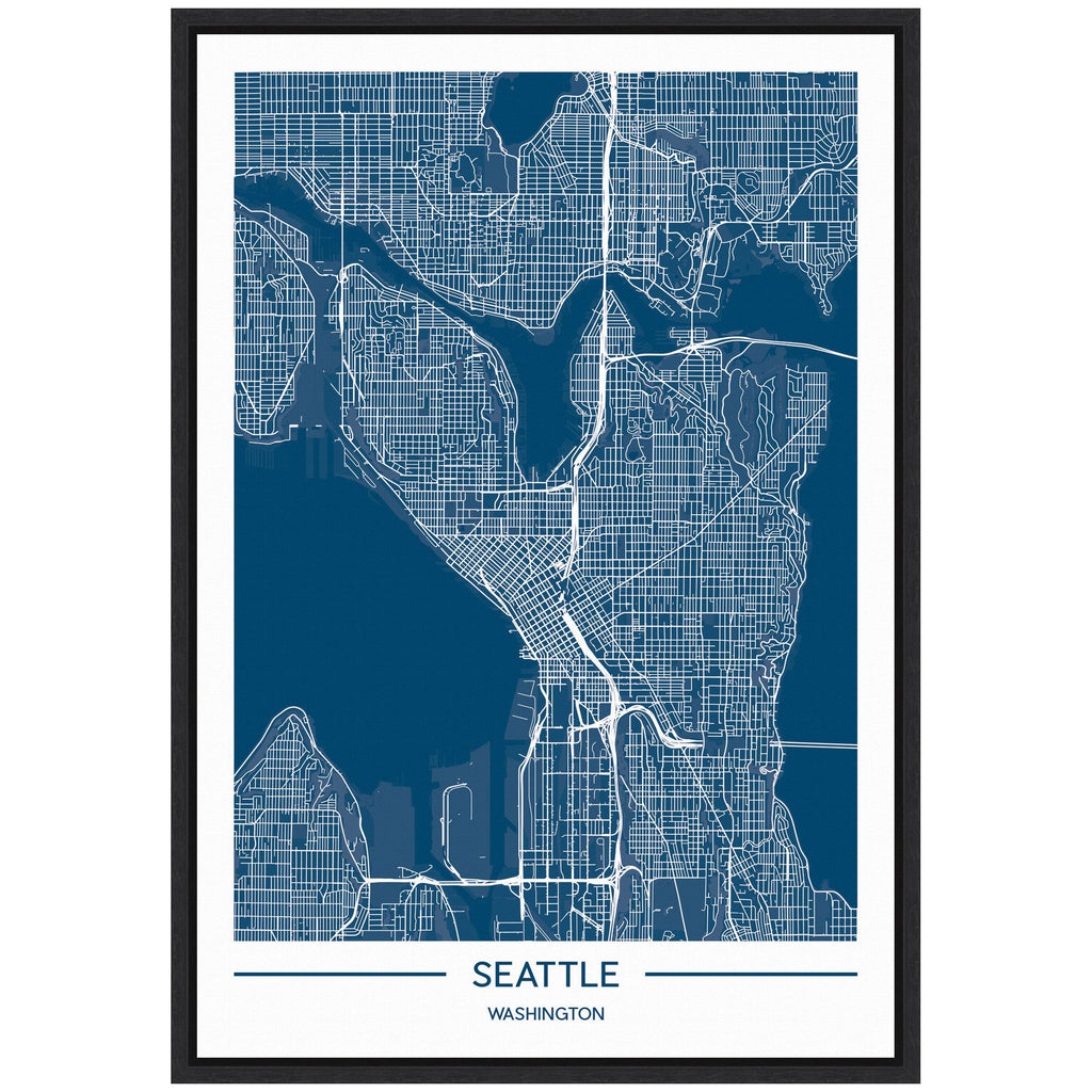 Sylvie Seattle Map Framed Canvas by Jake Goossen