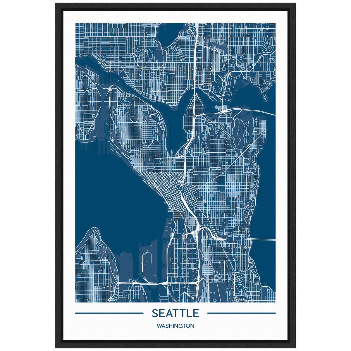 Sylvie Seattle Map Framed Canvas by Jake Goossen