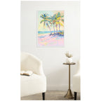 Beach Palm Tress Oil Painting by Honey Island Studio Framed Canvas Wall Art Print