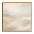 Sylvie Tonal Abstract White Beige Framed Canvas by The Creative Bunch Studio