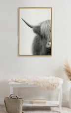 Sylvie Hey Dude Highland Cow Crop Framed Canvas by The Creative Bunch Studio