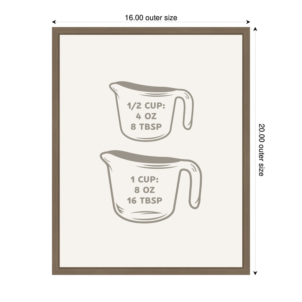 Kitchen Conversion Charts Cups by The Creative Bunch Studio Framed Canvas Wall Art Print