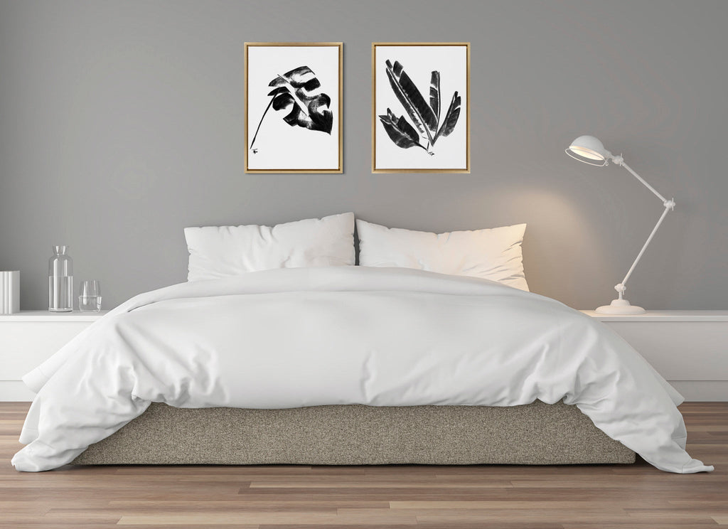 Sylvie 582 Monstera and 583 Banana Leaf Framed Canvas by Teju Reval of SnazzyHues