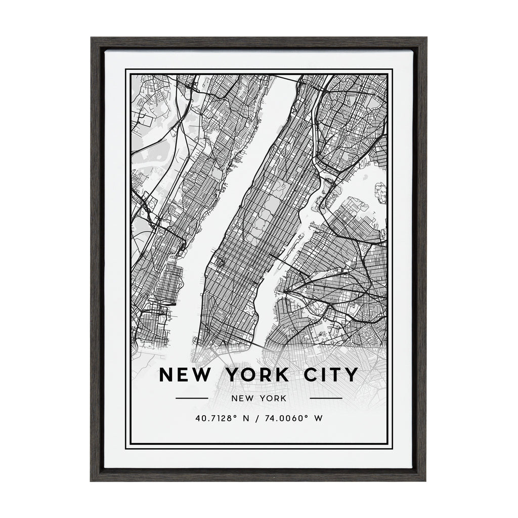 Sylvie New York City Map Framed Canvas by Jake Goossen