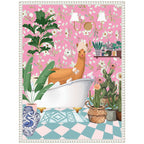 Sylvie Maximalist Llama Bath Framed Canvas by Honey Island Studio