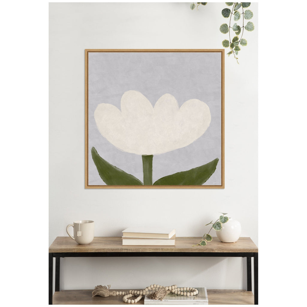 White Tulip by Gabrielly Guedes Framed Canvas Wall Art Print
