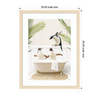 Penguins in Palms Bath by Amy Peterson Framed Wall Art Print