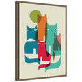 Sylvie Retro Cats Under The Moon Framed Canvas by Rachel Lee