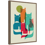 Sylvie Retro Cats Under The Moon Framed Canvas by Rachel Lee