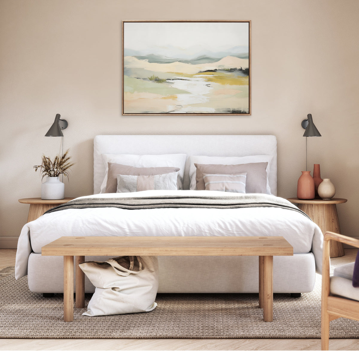 Sylvie Beaded Tranquil Landscape I Framed Canvas by Amy Lighthall