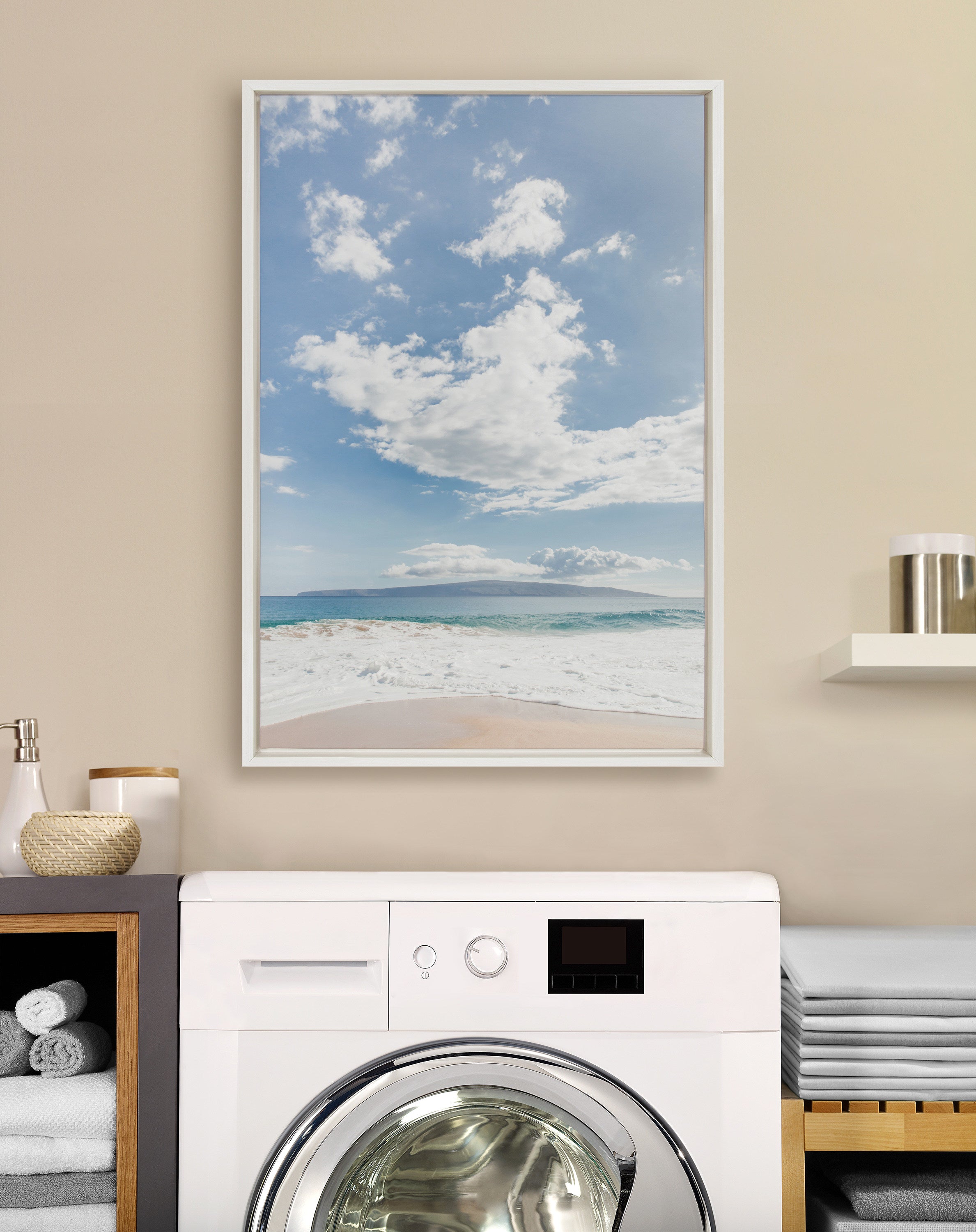 Sylvie Beach Framed Canvas by Alicia Abla