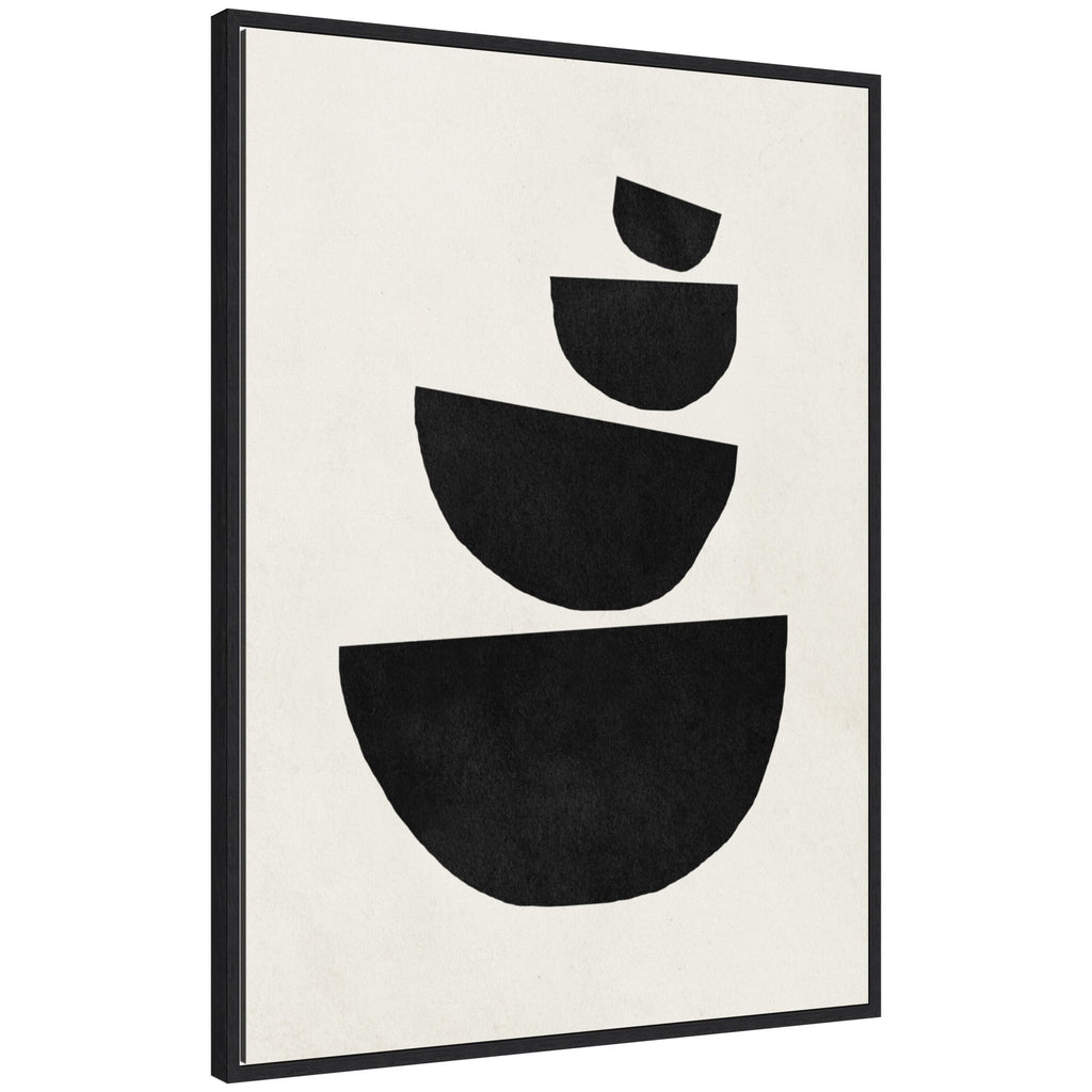 Sylvie Black Geometric Abstract 1 Framed Canvas by July Art Prints