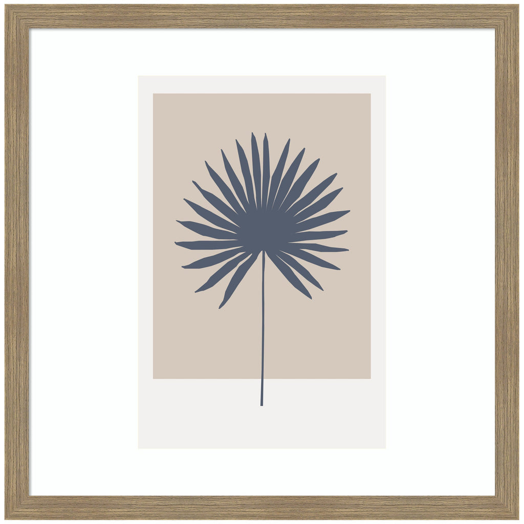 Muted Tan and Blue Colorblock Botanical Palm by The Creative Bunch Studio Framed Wall Art Print