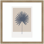 Muted Tan and Blue Colorblock Botanical Palm by The Creative Bunch Studio Framed Wall Art Print