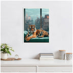 Sylvie Graceful Tiger in New York Framed Canvas by Michael Schauer