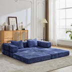 Convertible Floor Sofa Bed With Pillow Back Support Armrest
