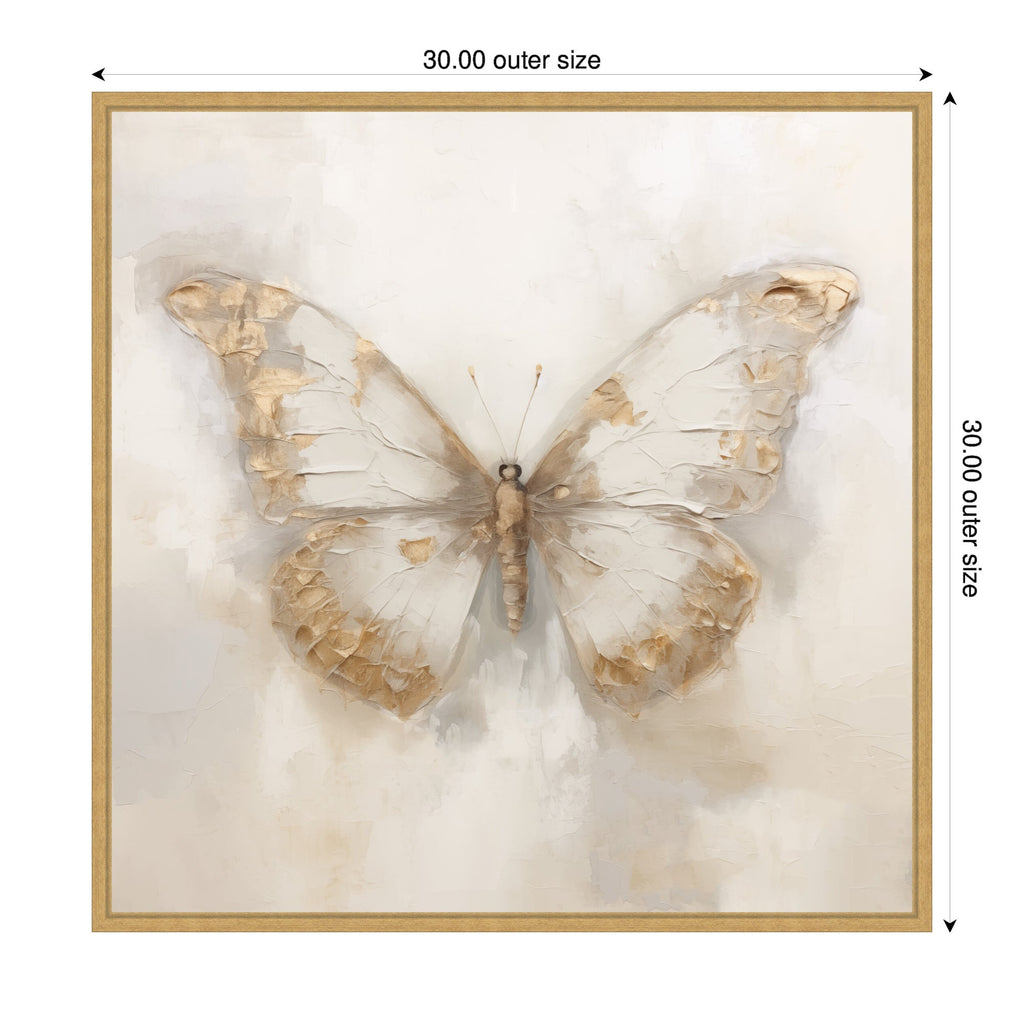 Sylvie Butterfly Neutral 2 Framed Canvas by The Creative Bunch Studio