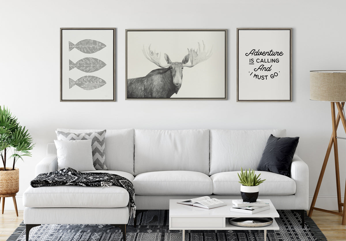 Sylvie Moose 2 crop BW Framed Canvas by Emiko and Mark Franzen of F2Images
