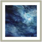 Framed Art Rich Blue Watery Abstract by The Creative Bunch Studio