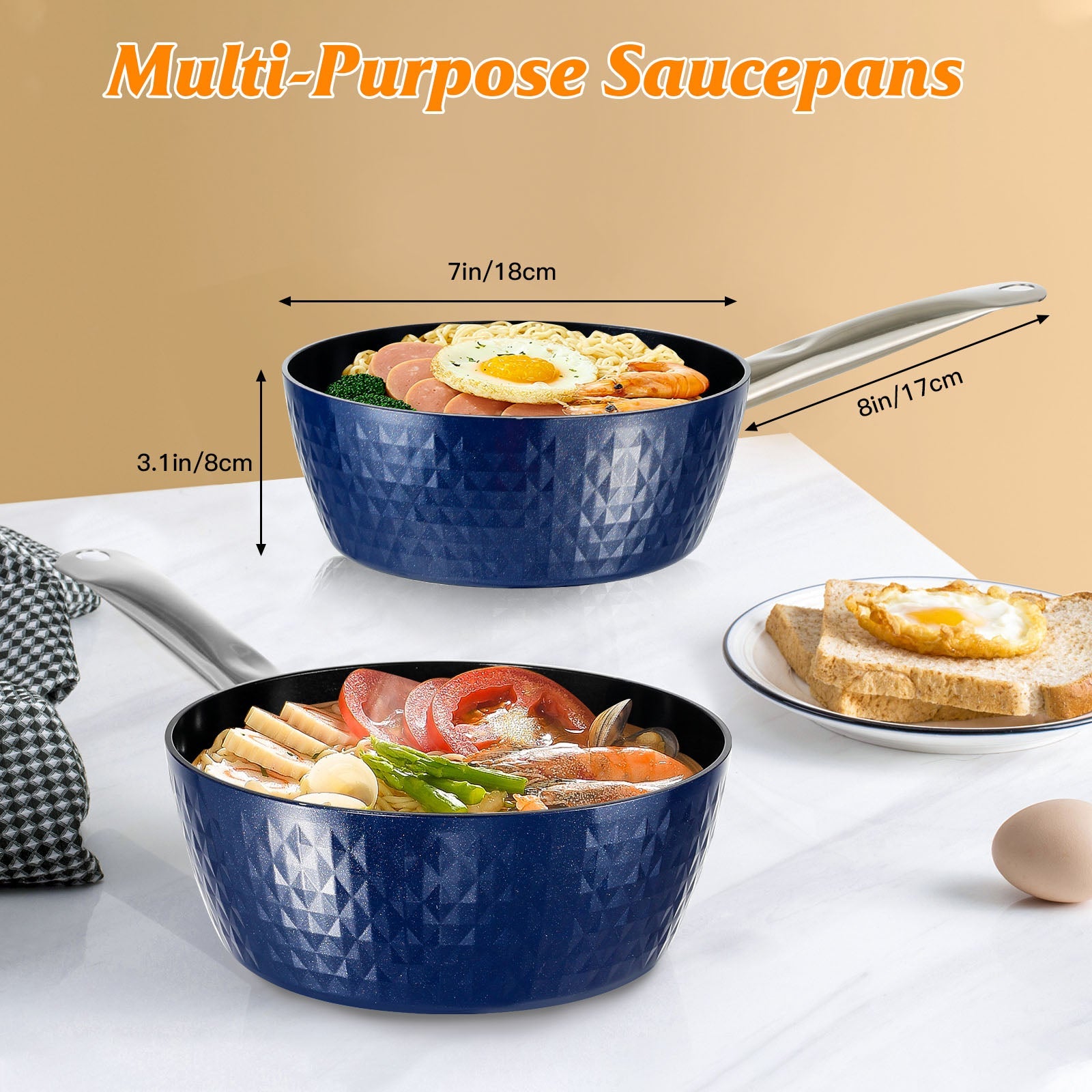 CasaFoyer 20cm Induction Saucepan with Lid - 1.8L Non-Stick Milk Pan