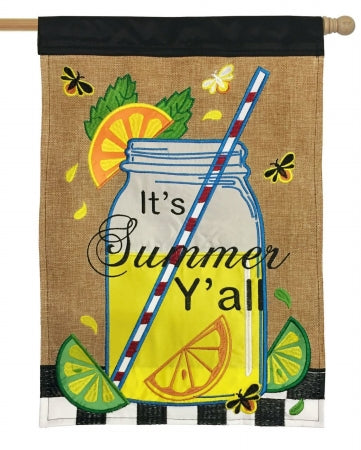 Jozie B 13 Burlap Its Summer You All Flag  Large