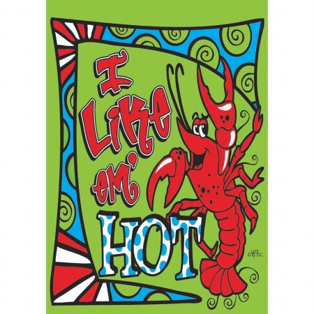 Jozie B 621 I Like Em Hot Crawfish Applique Flag  Large