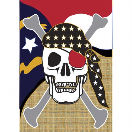 Jozie B 773 Burlap Nc Skull Flag  Large