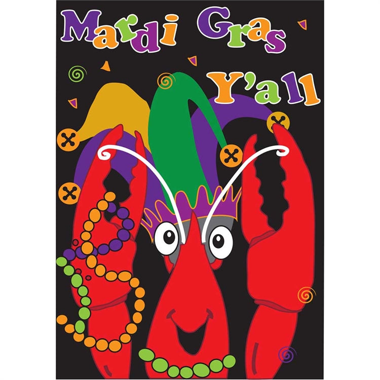 Jozie B 776 Mardi Gras You All Crawfish Flag  Large