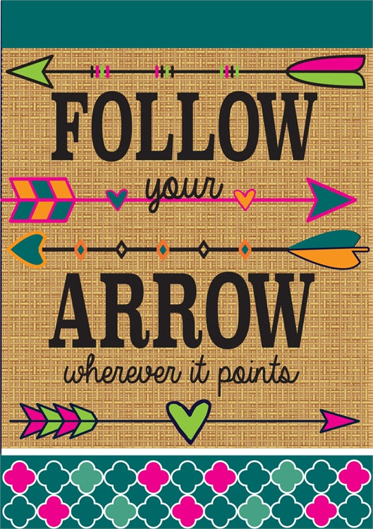 Jozie B 957 Burlap Follow Your Arrow Flag  Large