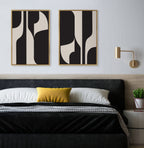 Sylvie Eye Catching Sleek Abstract 6 Black and Beige Framed Canvas by The Creative Bunch Studio