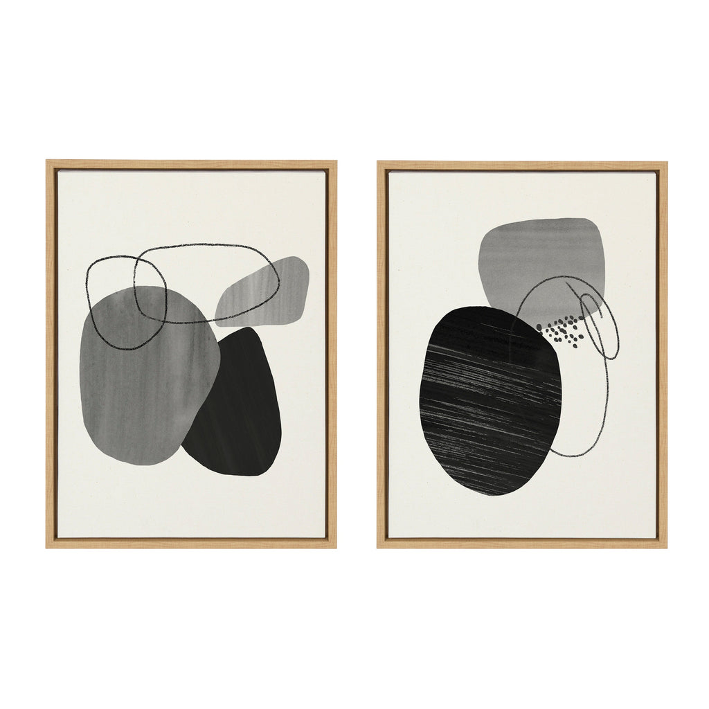 Sylvie 863 Abstract Rocks and 864 On The Rocks Framed Canvas Set by Teju Reval of SnazzyHues