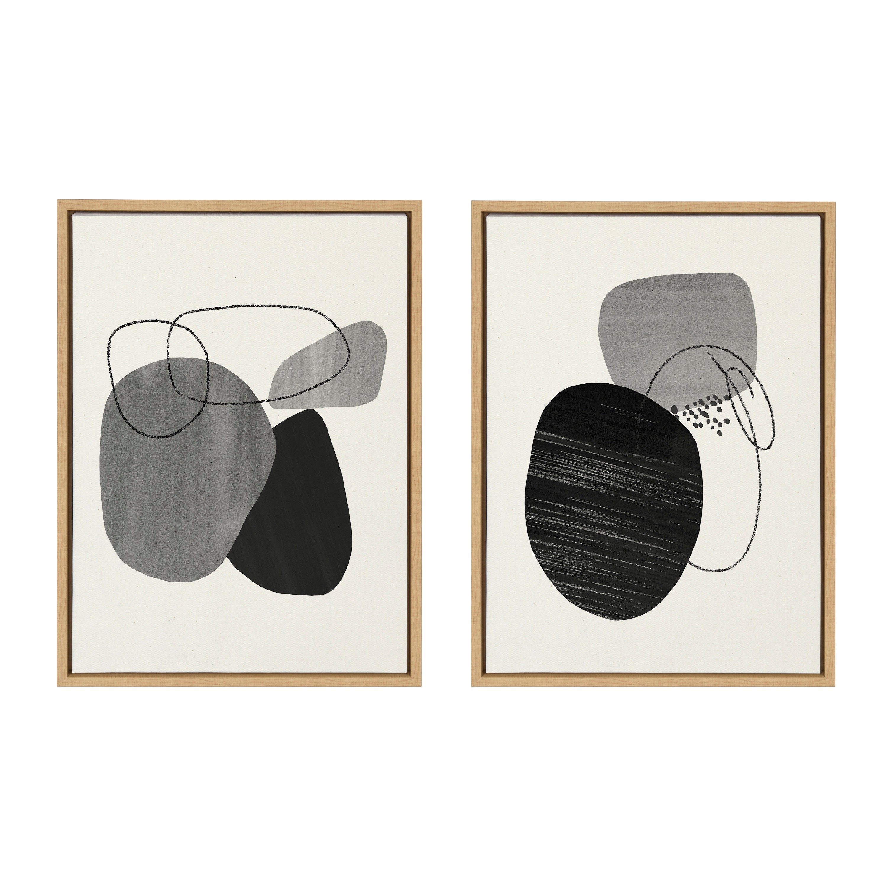 Sylvie 863 Abstract Rocks and 864 On The Rocks Framed Canvas Set by Teju Reval of SnazzyHues