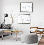 Sylvie Modern Line Abstract 3 and 4 Black and White Framed Canvas by The Creative Bunch Studio