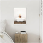 Sylvie Golden Retriever in Rustic Bath Style Framed Canvas by Amy Peterson
