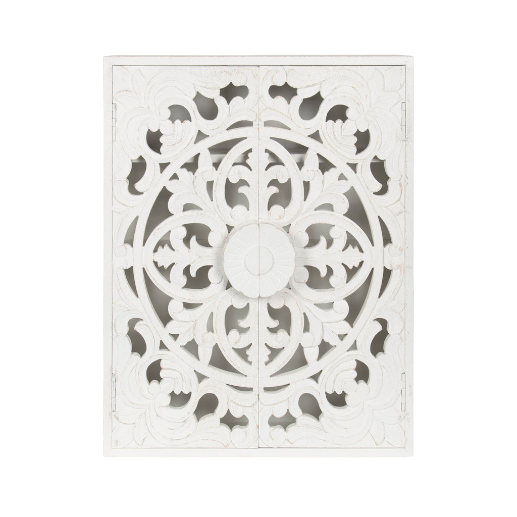 Saanvi Carved Wood Wall Cabinet