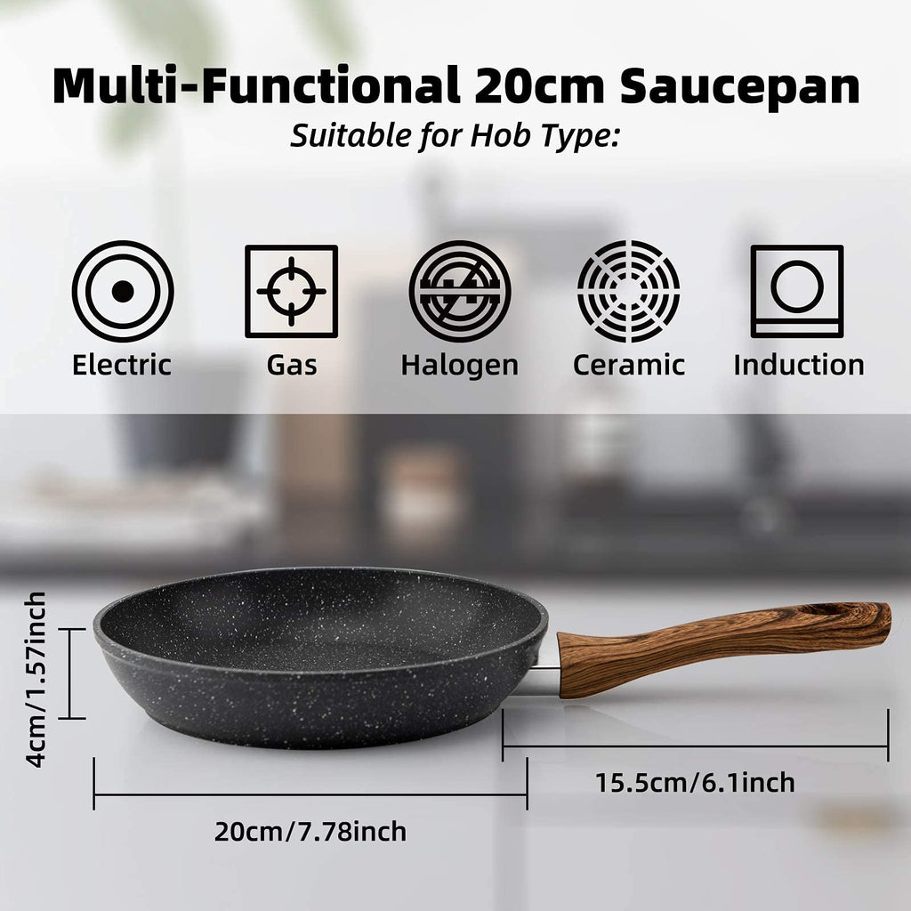 CasaFoyer 8-Inch Non-Stick Egg Frying Pan with Induction Base - Ideal for Steak, Bacon, Hot-Dogs, and Burgers
