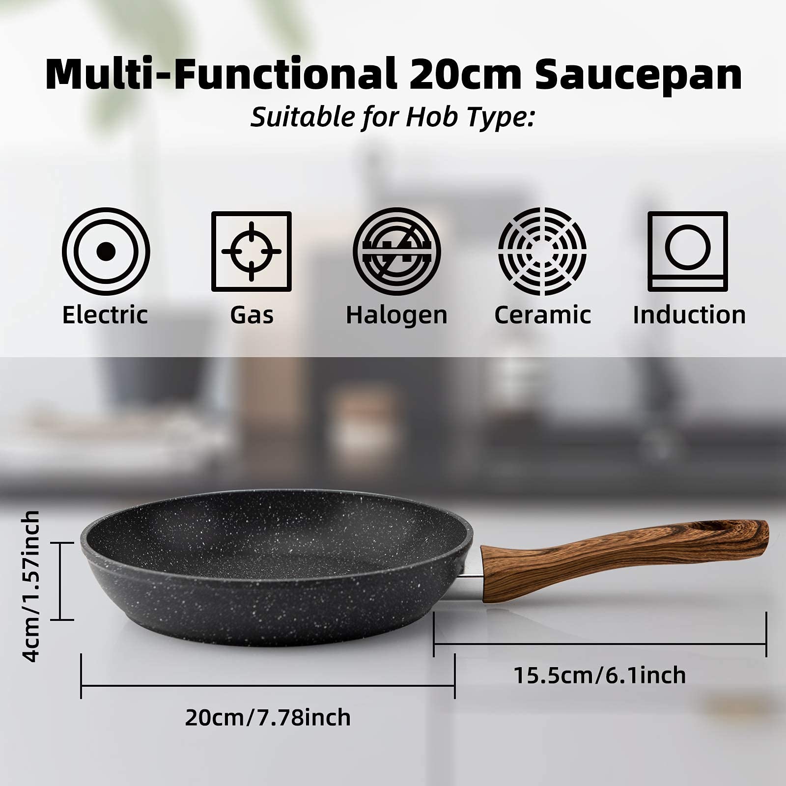 CasaFoyer 8-Inch Non-Stick Egg Frying Pan with Induction Base - Ideal for Steak, Bacon, Hot-Dogs, and Burgers