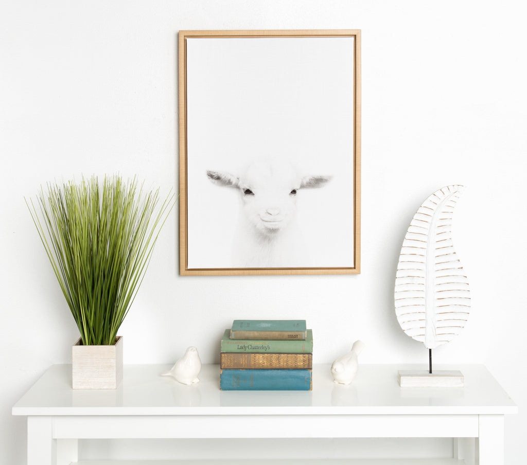 Sylvie Baby Goat Framed Canvas by Simon Te Tai