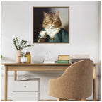 Sylvie Teacup Cat Framed Canvas by The Creative Bunch Studio