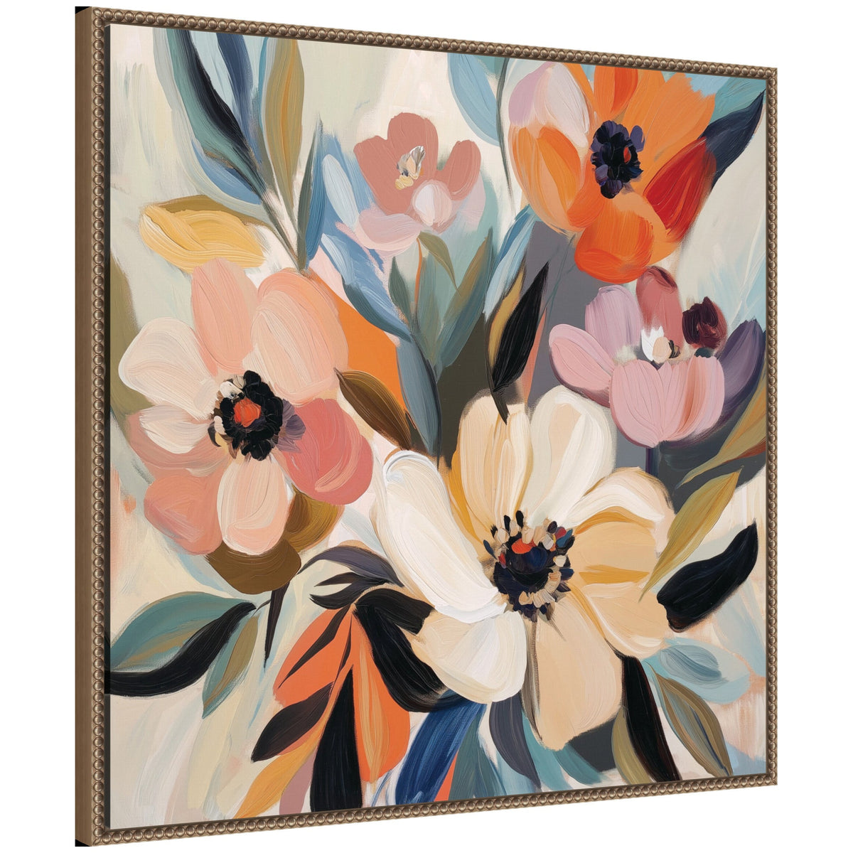 Sylvie Garden Bloom Abstract Bouquet I Framed Canvas by The Creative Bunch Studio