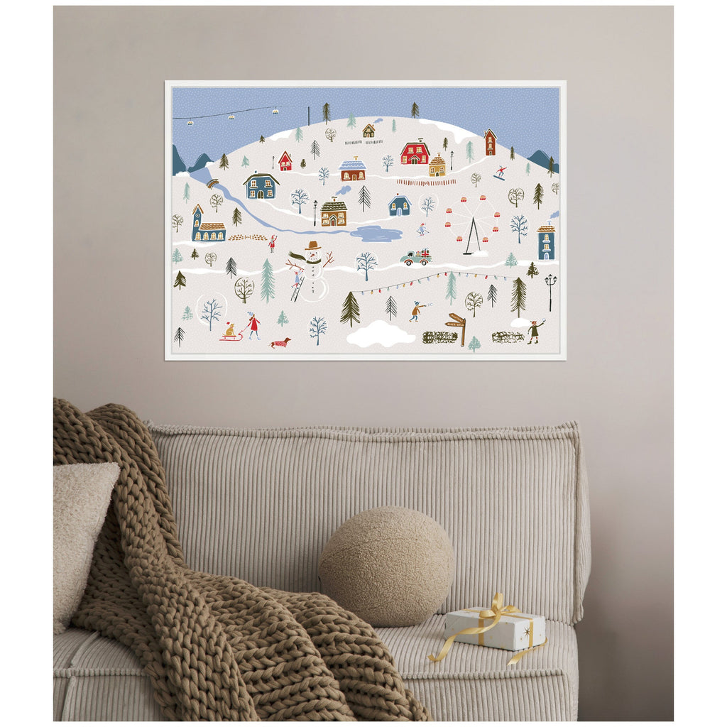 Sylvie Framed Canvas A Winter Village by Vicky Yorke