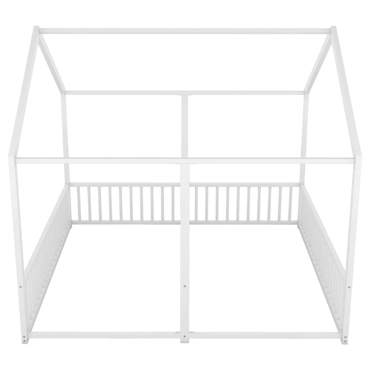 Metal Twin Size House Platform Beds 2 Shared Beds - Antique White