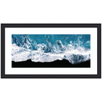 Framed Art Minimalist Ocean Waves on the Black Beach in Iceland Panel by Michael Schauer