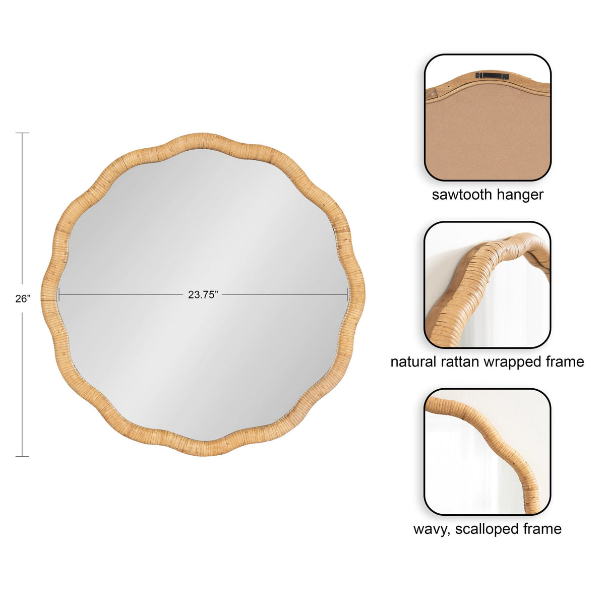 Rahfy Scallop Framed Wall Mirror