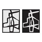 Sylvie Bold Sophisticated Abstract Black and White Stroke Framed Canvas Art Set by The Creative Bunch Studio