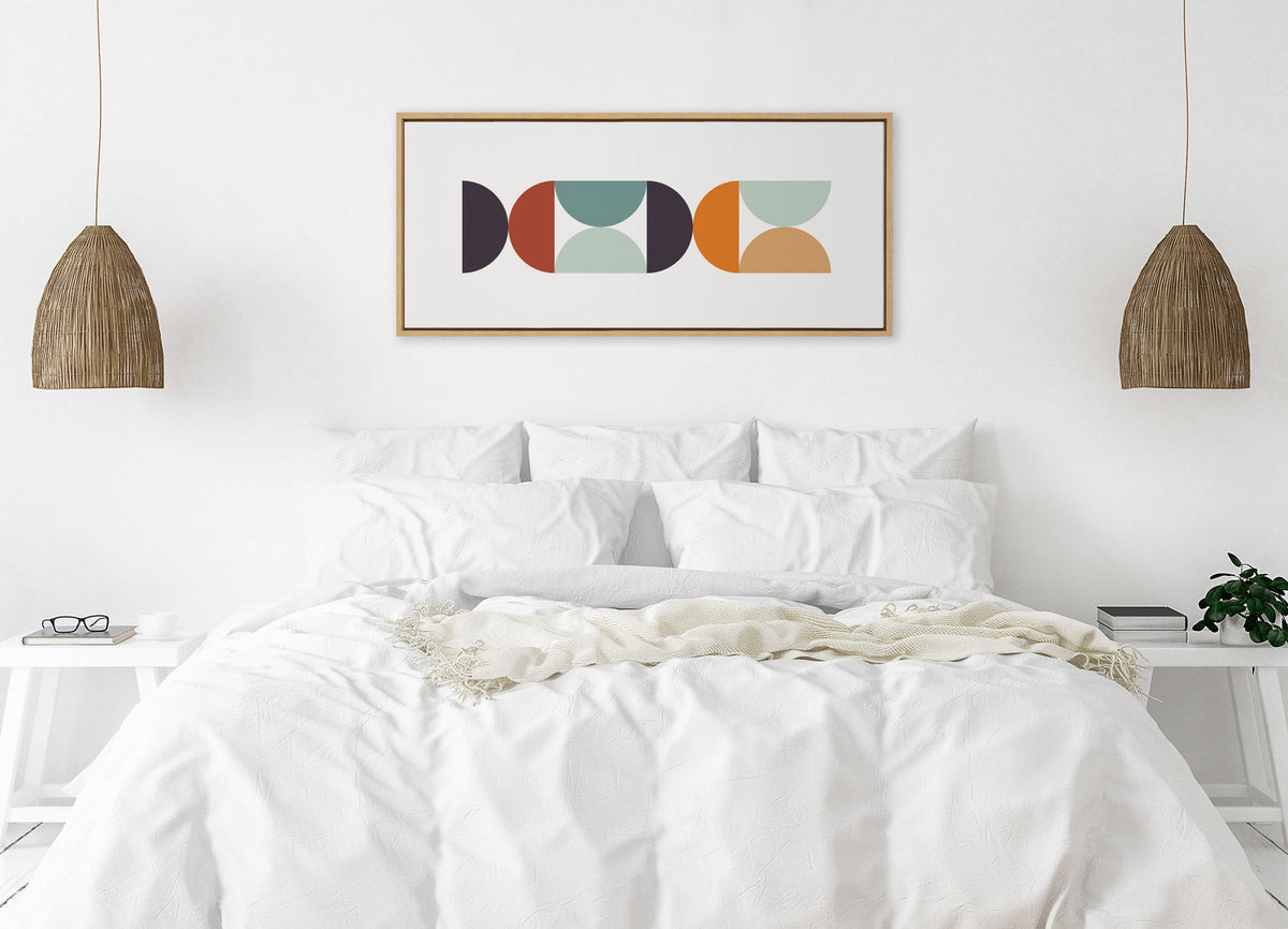 Sylvie Circles and Curves Retro Color Framed Canvas by The Creative Bunch Studio